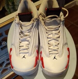Jordan 14 Retro Men's White and Red Sneakers